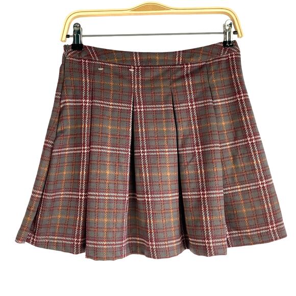 Arizona Jean Co Y2K Plaid Mini Skirt Women S Maroon Academia 90s Preppy Clueless - Picture 2 of 5